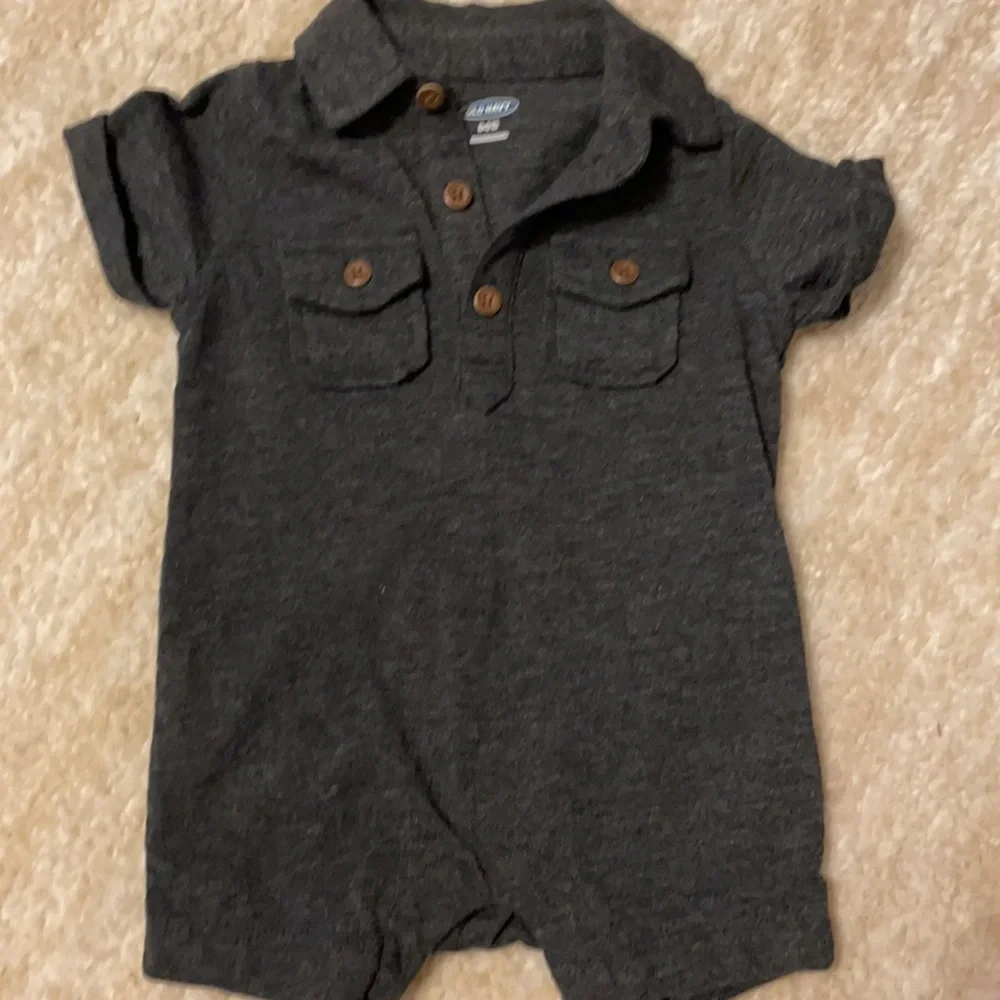 Like New! Baby Boys Old Navy Polo Style Romper and button down bundle!